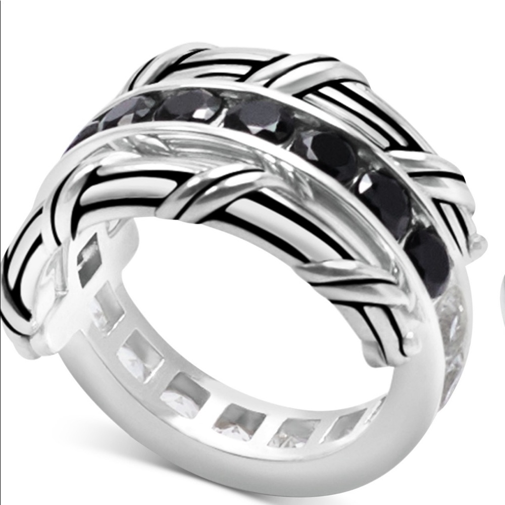 New Peter Thomas Roth White Topaz & Black Spinel Reversible Ring Sterling Silver